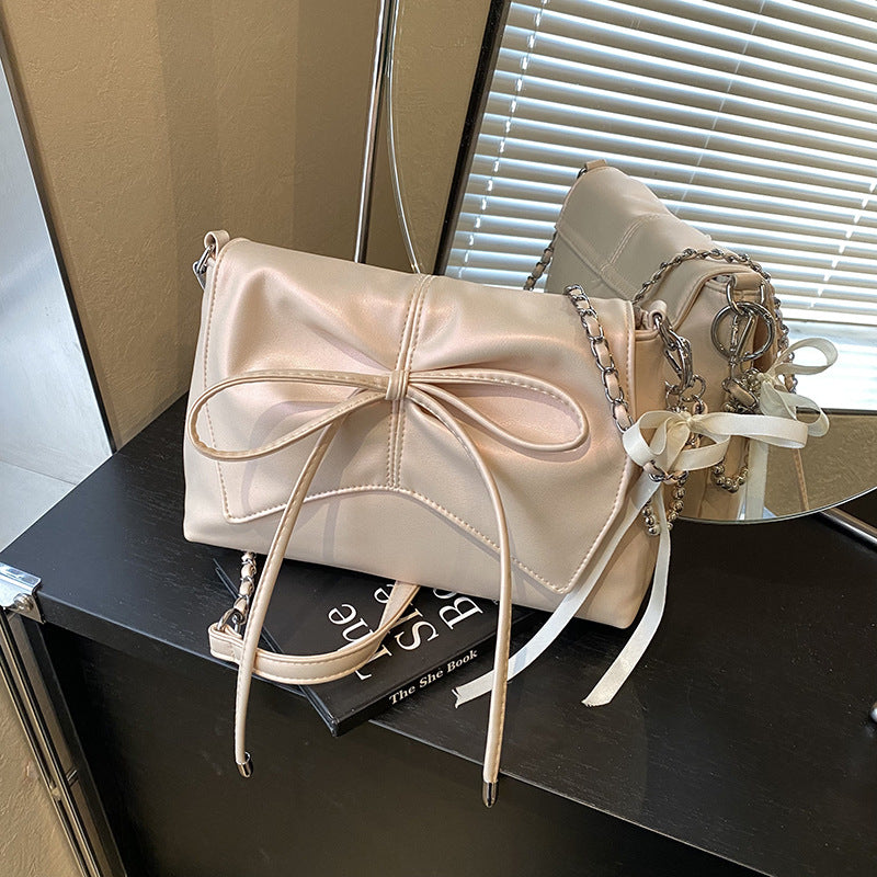 Ballet style bag women's 2025 new popular fashion versatile shoulder bag high-end silver chain messenger bag