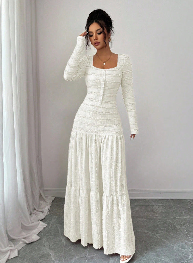 european and american cross-border women's high-waisted a-line skirt - slimming, casual, versatile, mid-length a-line ruffle tiered skirt