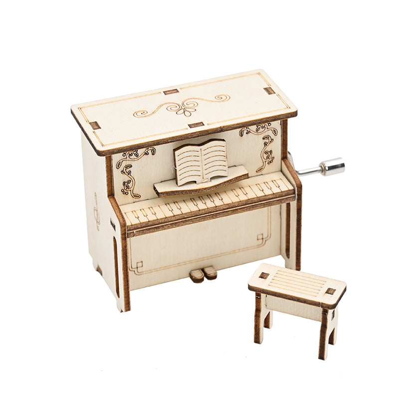 Homemade piano, hand-cranked music box, handmade DIY technology production, small invention, scientific experiment material package for primary school students