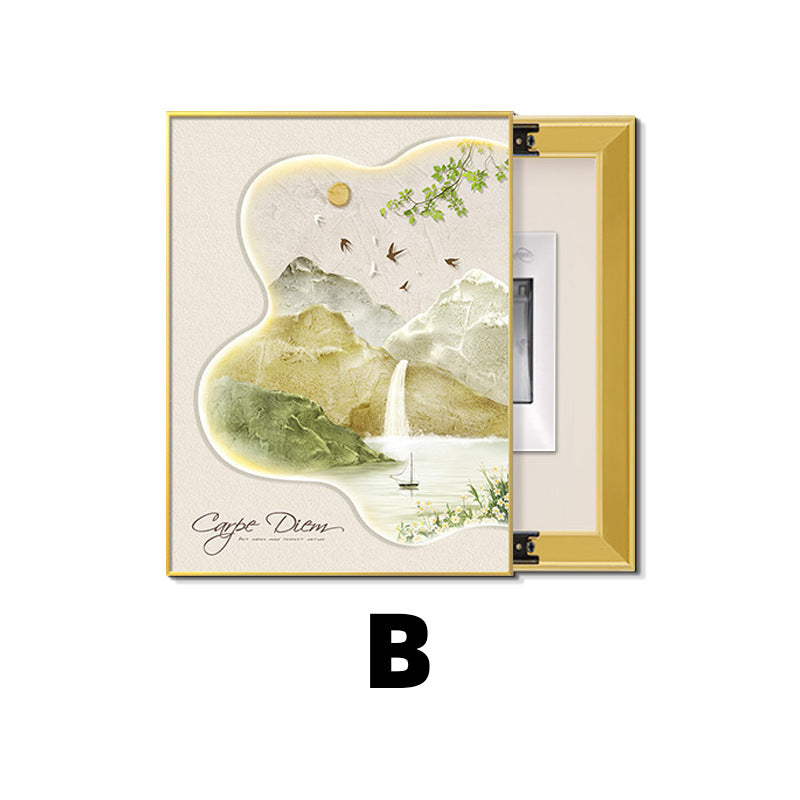 French Cream Wind Meter Box Decorative Painting Pink Vertical Moon Abstract Flower Advanced Inductor Box Block Painting