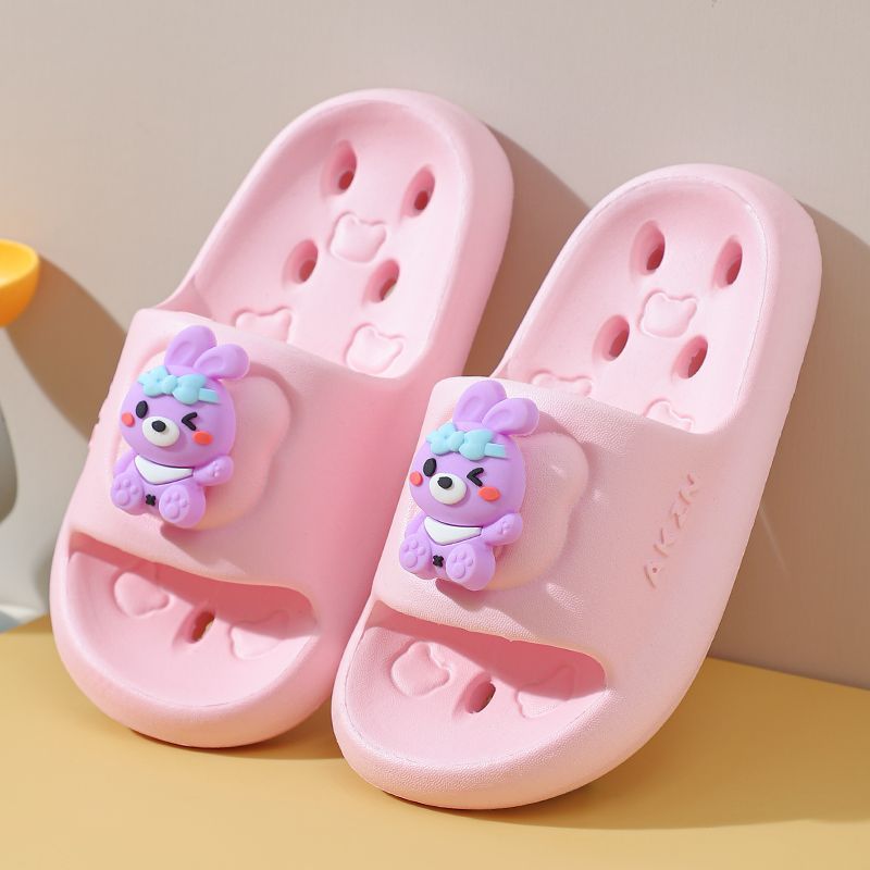 Eva kids' leak-proof cartoon anti-slip hollow-out summer home quick-dry baby slippers bathroom girls' bath slippers