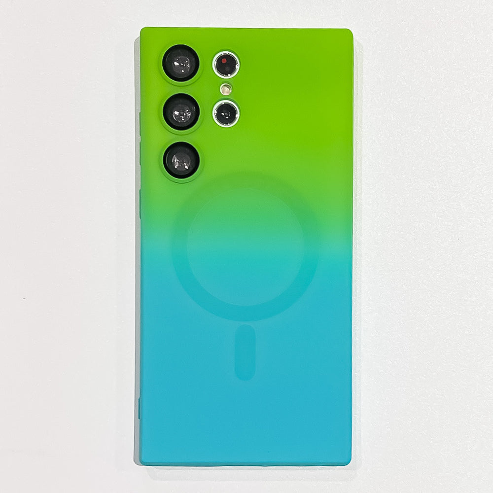 Suitable for samsung s26ultra liquid magnetic phone case s24plus two-color gradient protective case with lens film