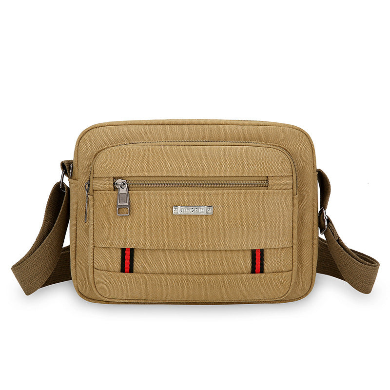 Foreign trade new men's shoulder bag business multi-layer simple texture canvas bag large capacity lightweight trendy messenger bag