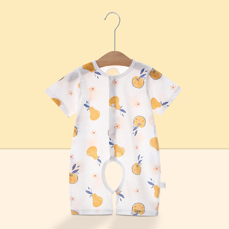 Baby short-sleeve romper with open crotch - summer outfit for infants and toddlers - class a pure cotton thin summer clothes - baby onesie for summer