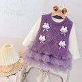Girls' princess dress  new korean style round neck vest mesh skirt set little girl birthday dress spring and autumn