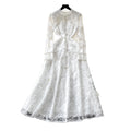 Korean style lace design elegant dress - women's summer long sleeve slim fit a-line dress - chic, professional, and high-end