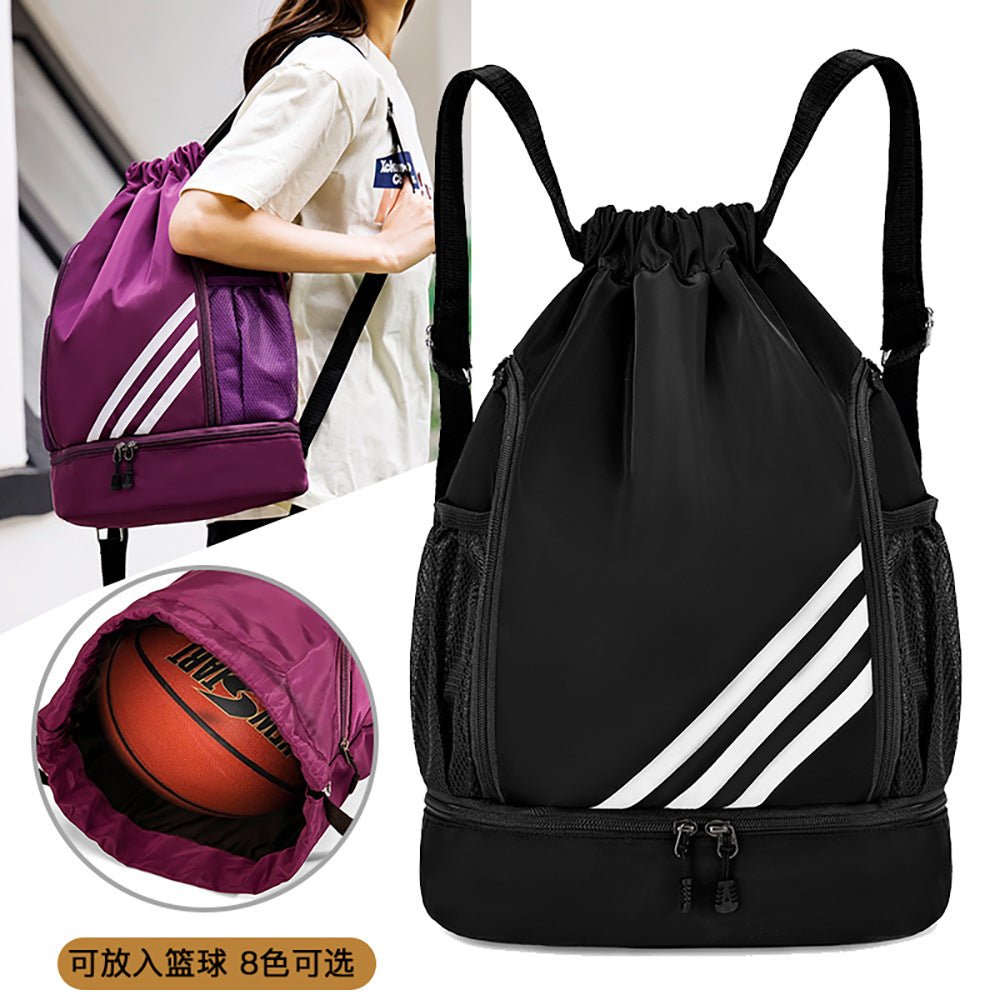 Simple waterproof drawstring bundle bag backpack lightweight basketball football folding travel outdoor fitness sports backpack