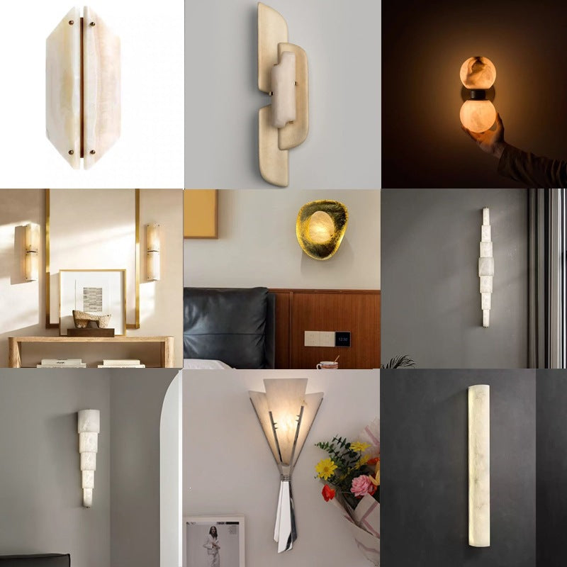 accessible luxury designer marble wall lamp bedside postmodern casual bedroom living room background atmosphere lamp