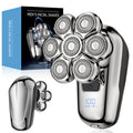 Magnetic 7-blade head shaver - digital display, adjustable speed, electric razor, full body washable