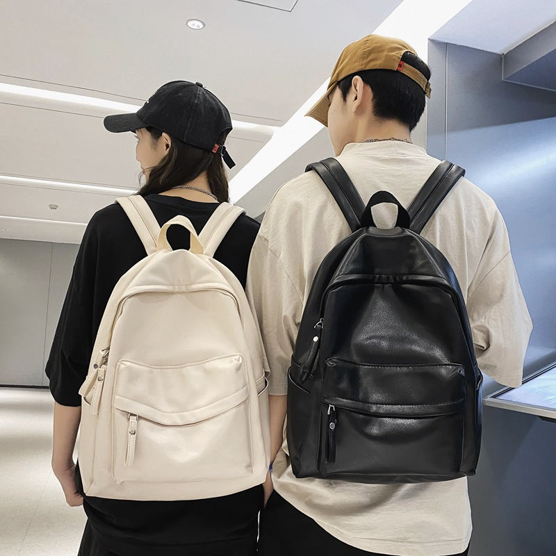 Student backpack upgraded PU Korean version fashion trendy large-capacity anti-splashing water junior high school student casual backpack