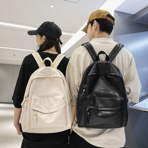 Student backpack upgraded PU Korean version fashion trendy large-capacity anti-splashing water junior high school student casual backpack