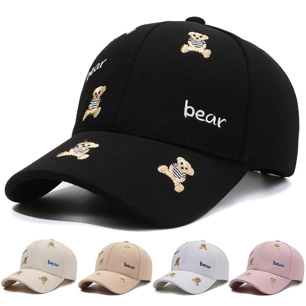 Bear embroidered baseball cap Korean version casual versatile couple cap men and women with the same trendy sunscreen visor