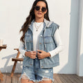 Ebay european and american cross-border women's summer  independent station new washed single-breasted denim vest vest trendy