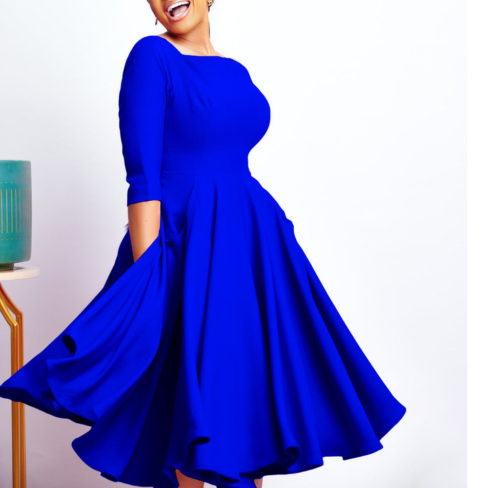 D456  cross-border women's autumn/winter new fashion elegant pocket large skirt evening dress african dress