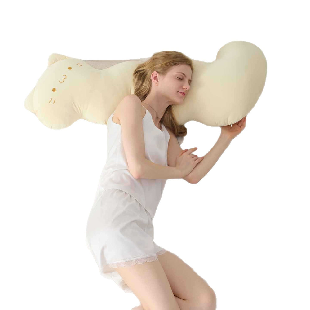 Cute comfortable ice silk cool cat long pillow for girls to sleep on their sides and legs handy gadget for sleeping