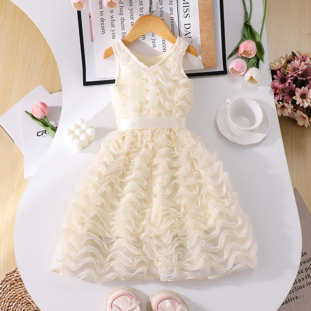 Girls' (toddler) dress, elegant party dress with 3d wavy stripes