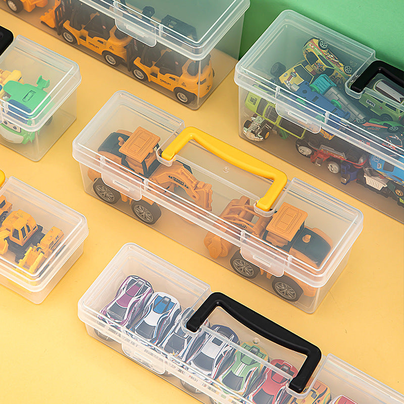 Children's toy car ornament desktop mini car portable storage box transparent square model storage finishing box