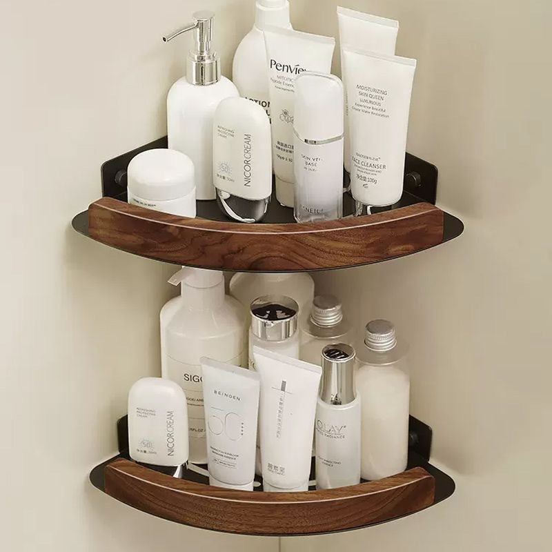 Walnut toilet rack bathroom wall tripod toilet storage basket no punching bath corner rack