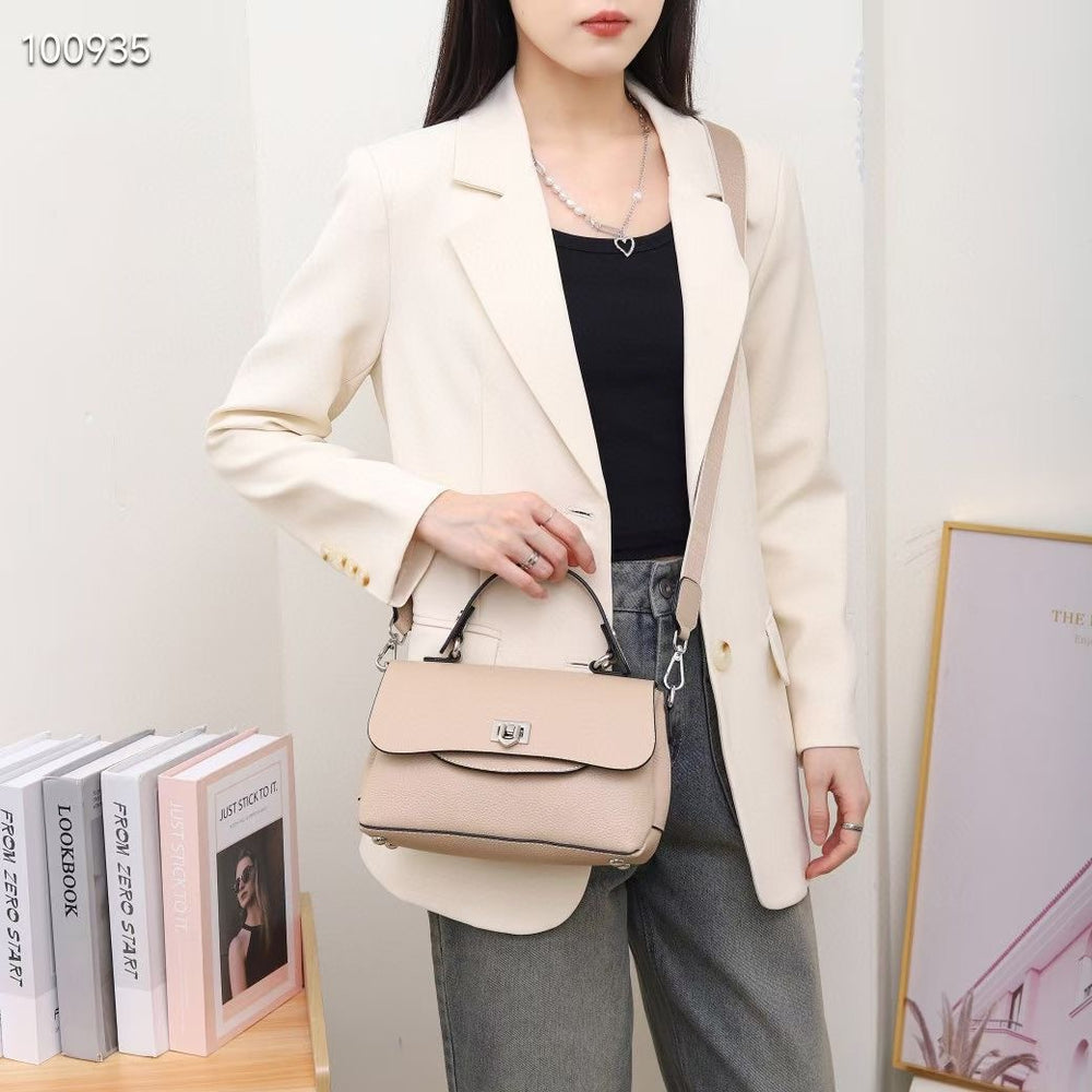 Top-grain leather women's 2024 fall/winter new arrival handbag, genuine leather women's bag, shoulder bag, crossbody bag, large capacity