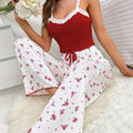 Best sellingfashion cross-border home wear lace suspender pants suitplaid elastic home casualoutwear pajamas for women