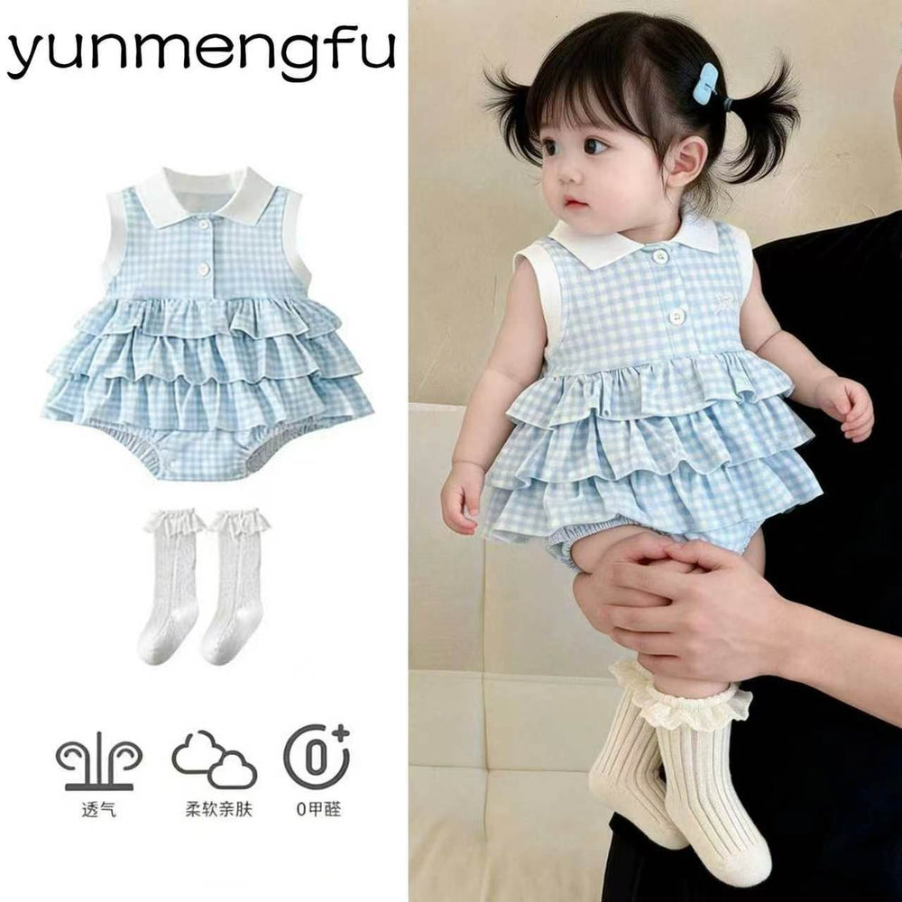 Baby clothes summer thin jumpsuit for small month-old baby girl full moon 100 days one year old tutu dress princess dress
