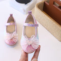 Gradient glitter girls' princess shoes - spring/autumn soft sole baby flats with pearl butterfly bow - children's crystal dress shoes