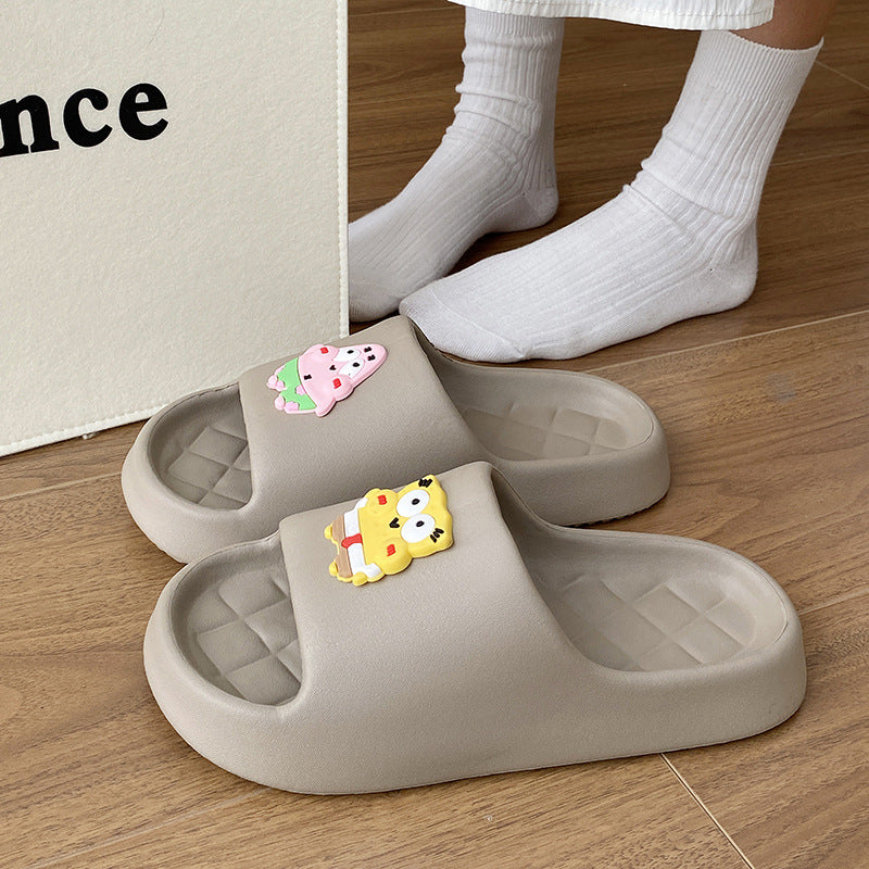 Cartoon eva non-slip slippers for women summer ins indoor home bathroom thick sole shit feeling outwear couple sandals for men