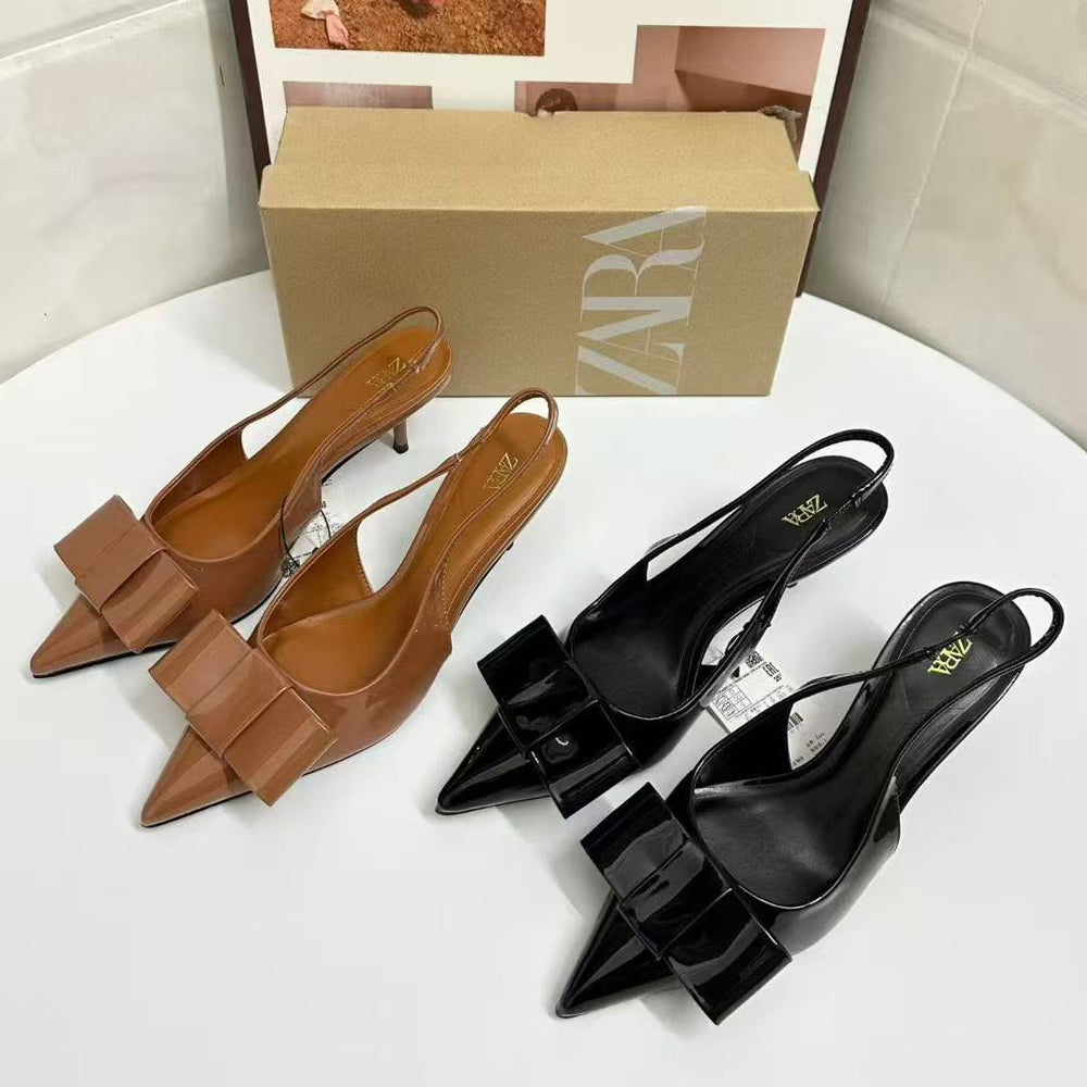 Za2025 spring/autumn new arrival: premium pointed-toe stiletto heels - women's professional pumps, patent leather nude closed-toe sandals
