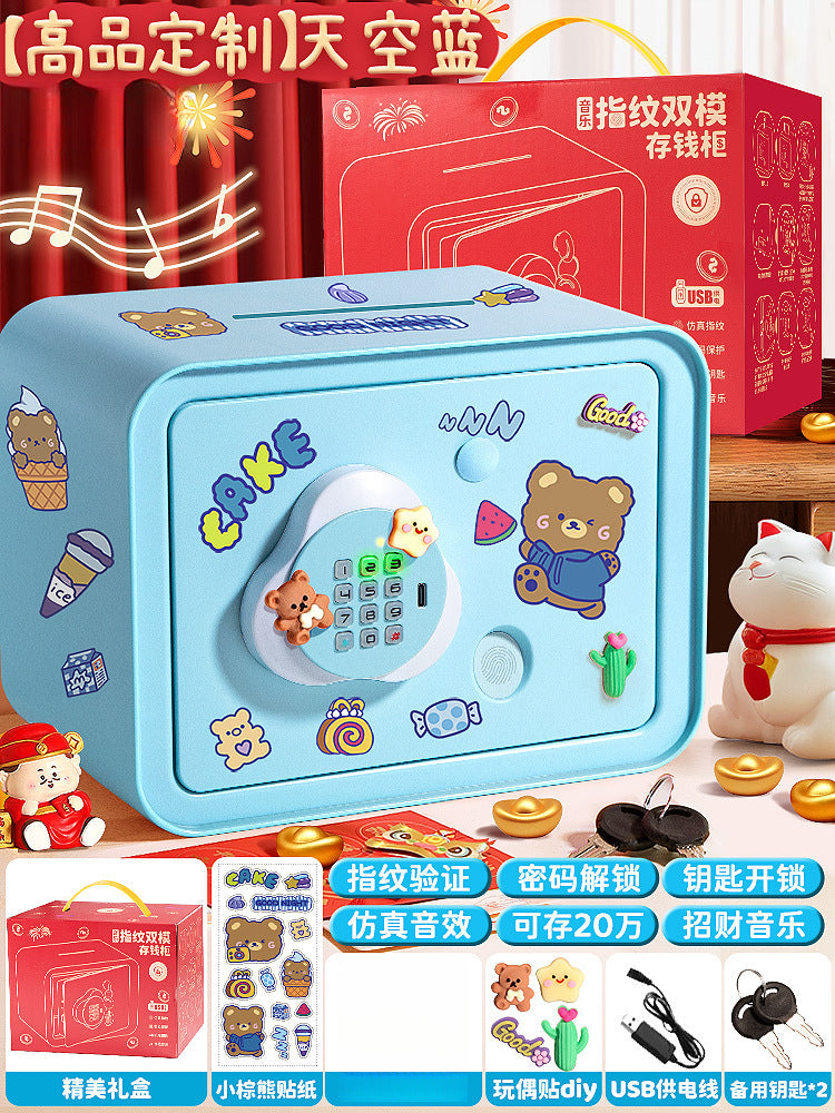 Piggy Bank 2024 New Children's Girls Only Can't Get In Safe Cabinet Boys Large Capacity Password Box Savings