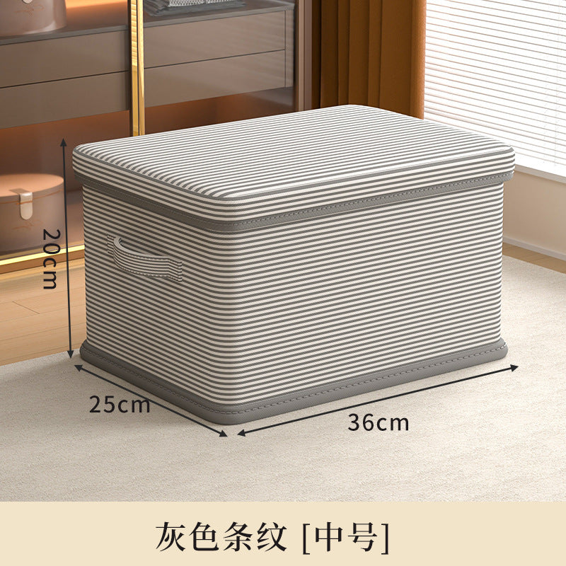 Clothes storage box Household large-capacity wardrobe Snacks toys Layered finishing artifact Folding storage box basket with lid