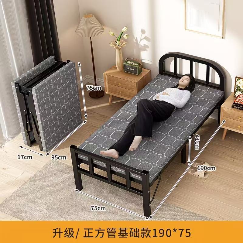 For homefoldable dual-purpose steel frame bed rental house dormitory simple single bed small apartment thickened portable lunch break extra bed