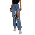 fashion cross-border summer new arrival loosestylish ripped straight-legcasual pants jeans for women