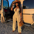 European and american style tube top jumpsuit  cross-border women's clothing sexy hot girl side straps distressed denim jumpsuit