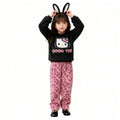 【matching family set】autumn/winter girls' leopard print half-fleece pajamas - new styles for older girls, wholesale winter home wear