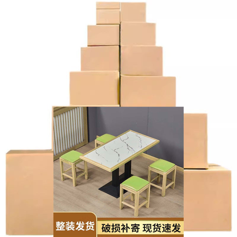 Commercial Square Stool Catering Snack Noodle Restaurant Breakfast Milk Tea Rice BBQ Burger Fast Food Restaurant Backless Solid Wood Stool Household