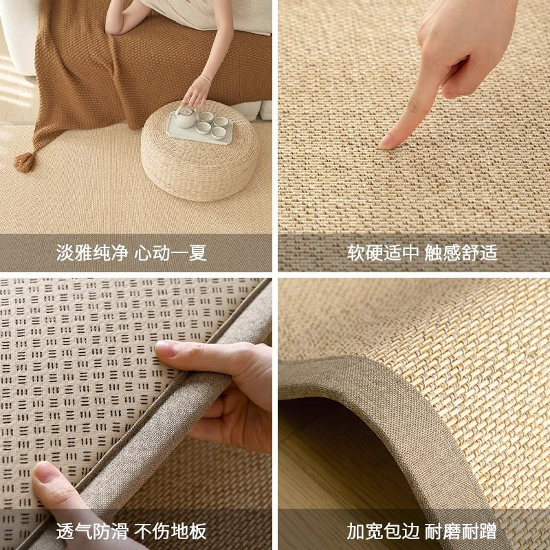 Thickened rattan mat, living room carpet, bamboo woven japanese style tatami mat, summer mat floor mat