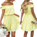 Amazon cross-border women's fashion: french chic off-the-shoulder mini dress - new summer collection, trendy, age-defying, and sweet