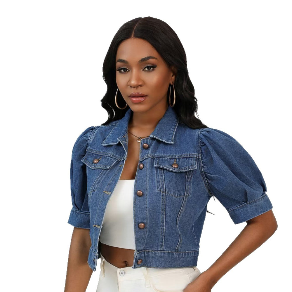 cross-border  fashion trendy minimalist summer women's denim cropped jacket new arrival