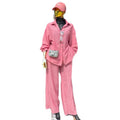 European and american style women's clothing  autumn new collection: sweet and fresh striped turn-down collar long-sleeve shirt and high-waisted straight-leg pants two-piece set