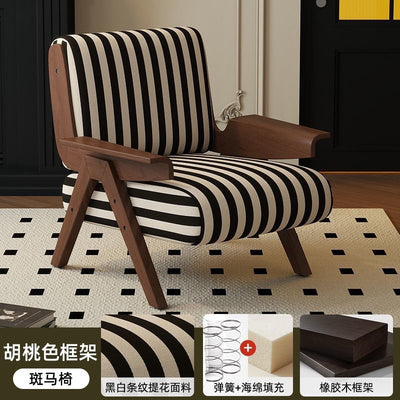 Single seater sofa chair french antique style solid wood lazy living room balcony casual chair zebra designer