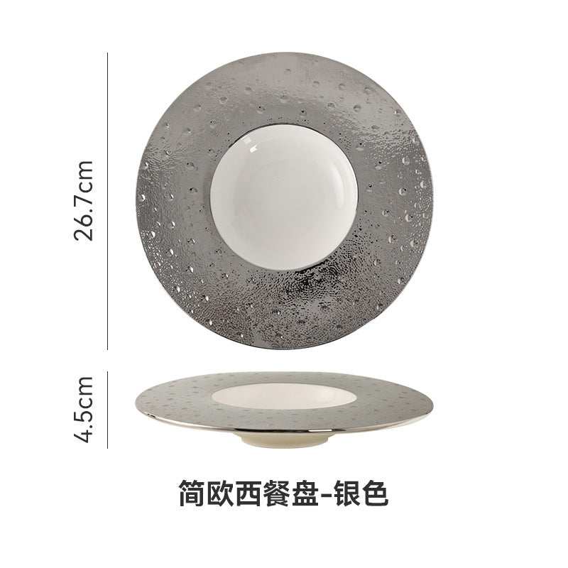 Nordic creative mars crater pasta ceramic plate - restaurant & hotel pasta, dessert, and soup plate - wholesale ceramic