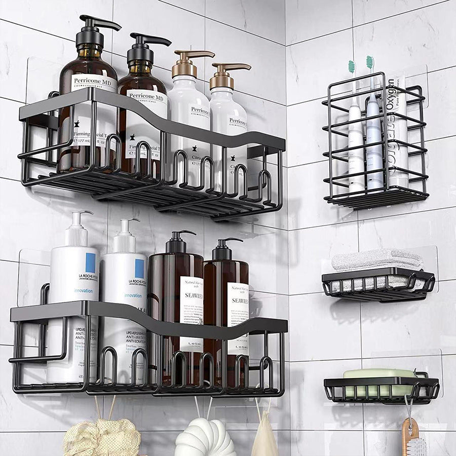 Cross-border non-punching bathroom storage rack set bathroom wrought iron wall-mounted rack wash storage