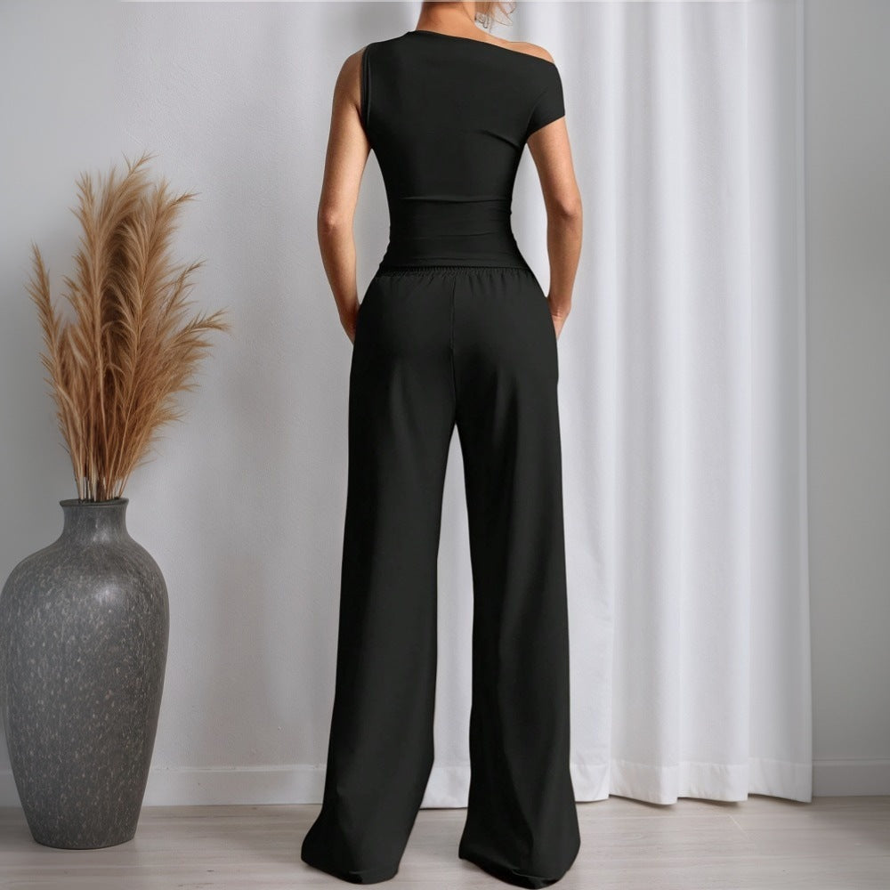 European and american cross-border shein summer women's solid color sleeveless tank top and pants fashion set - sexy casual two-piece outfit