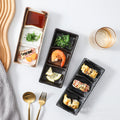Japanese-style ceramic three-compartment dish - sauce, snack, and vegetable plate - rectangular sushi plate - restaurant-grade wholesale from manufacturer
