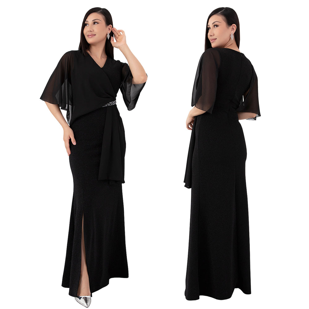 C7372 cross-border   fashion women's hot-selling elegant rhinestone evening dress