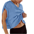 cross-border  women's casual loose solid color v-neck sports backless cutout yoga t-shirt