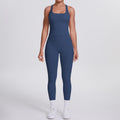 Naked-feel, form-fitting yoga set featuring a racerback design, high-waisted leggings with butt-lifting effect, and pockets. perfect for outdoor activities, casual wear, running, and gym workouts