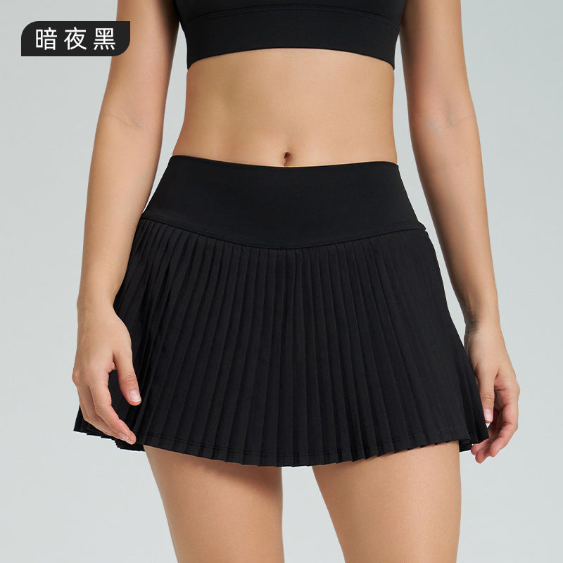 Fashion tennis skirt casual breathable pleated sports skirt for women fake two-piece quick-drying fashion tape high waist fitness skirt