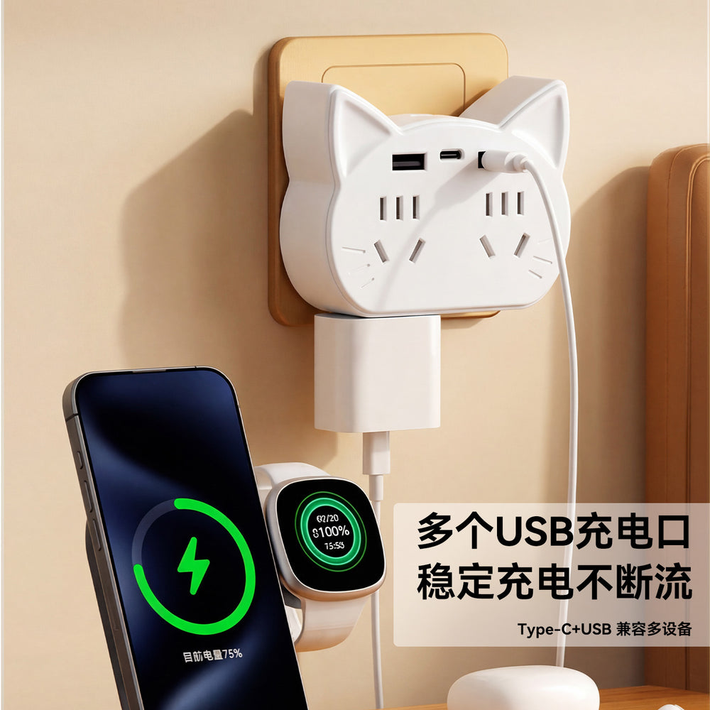 New wireless converter multi-outlet socket, multi-function power strip with usb ports for dorms and home use - innovative design