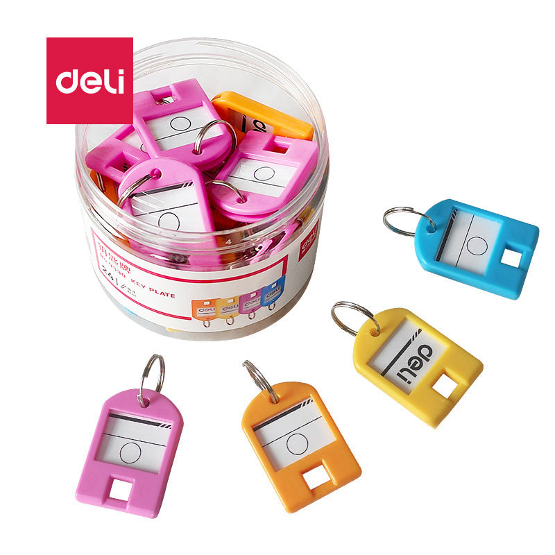 Deli 9330 color classification management key plate, key chain, key plate can be marked with plastic safe deposit box ring listing